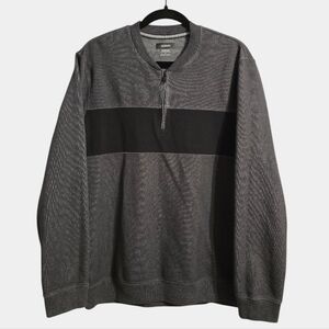 Alfani Sweater Men's Large Charcoal Gray Black Stretch Quarter-Zip Pullover